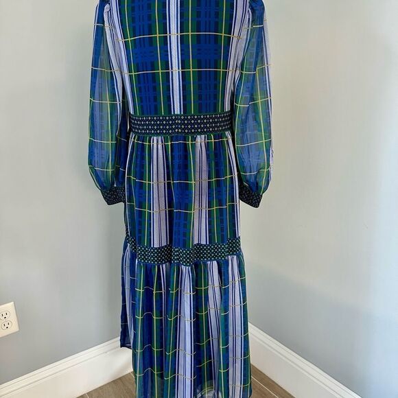 Gretchen Scott Designs plaid, tiered midi dress. - Picture 7 of 7